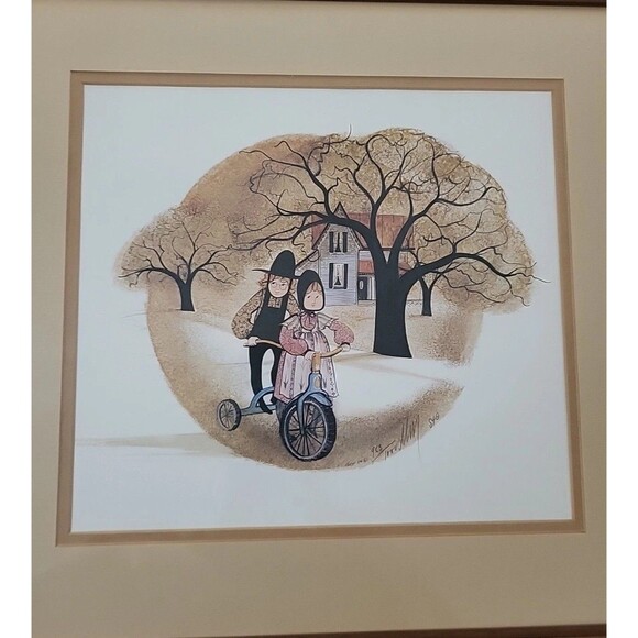 P Buckley Moss "Hitching A Ride" 1984 Framed Limited Ed. Print Signed #953/1000 - Picture 3 of 6